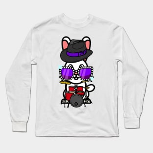 Funny bunny is playing the drums Long Sleeve T-Shirt